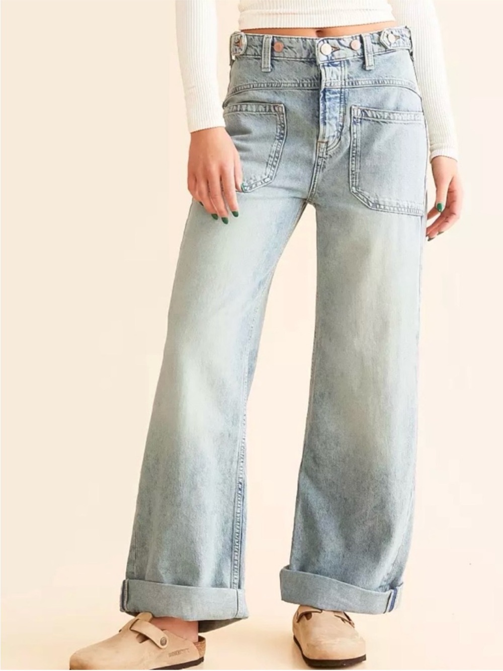Free People We The Free Palmer Cuffed Jeans. NWT. La La land